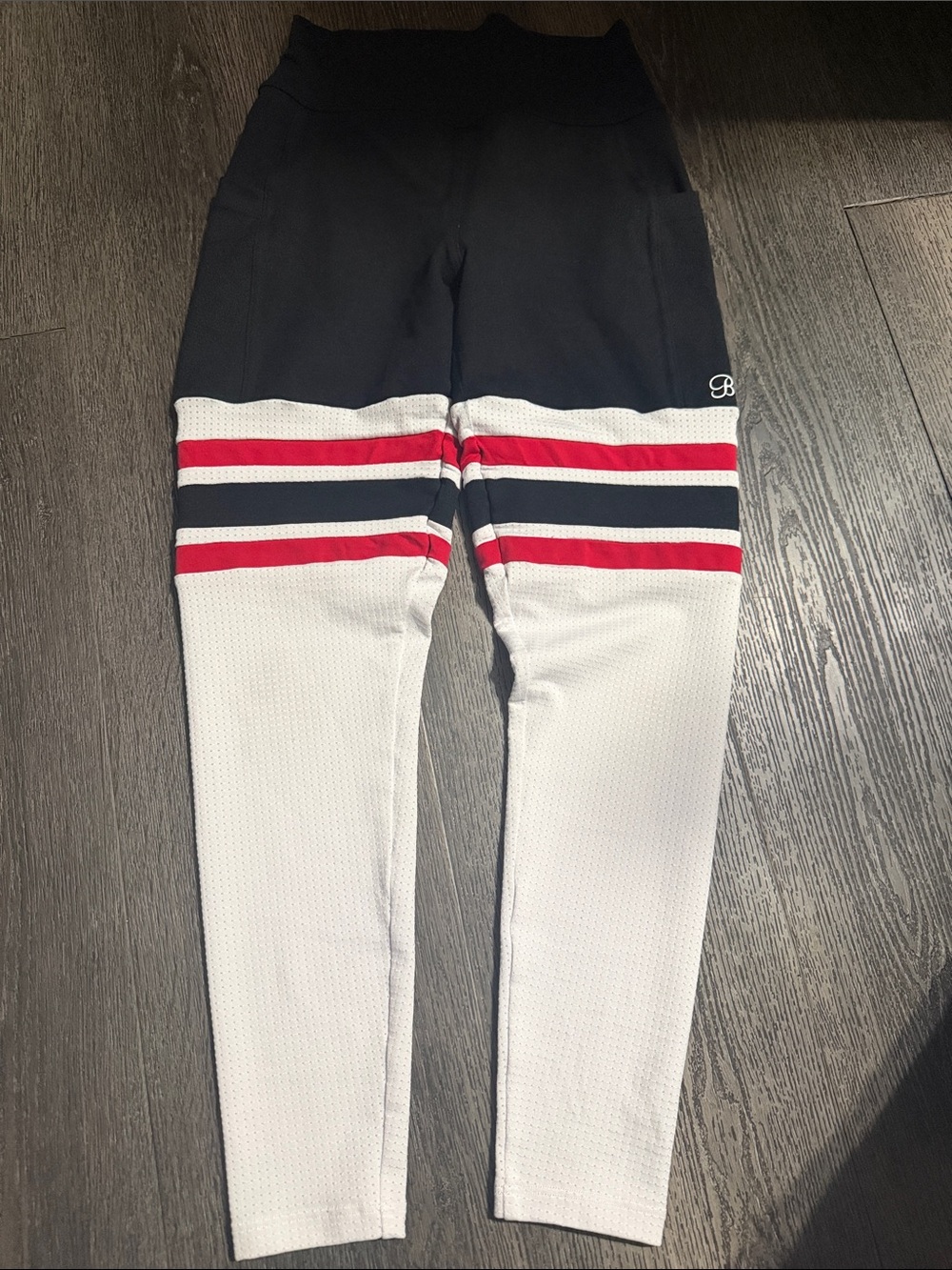 Bombshell sportswear Leggings with Red and Black Stripe Detail